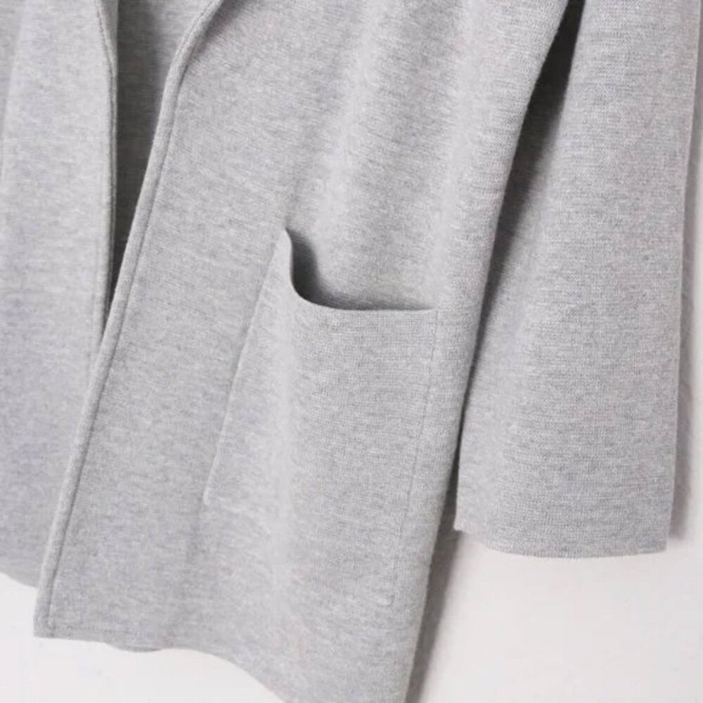 J.Crew Sophie Open Front Sweater Knit Blazer Jacket M Gray Grey Merino Wool $168 - Picture 14 of 16